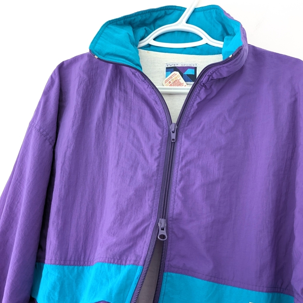 Vintage TYR Retro Sportswear Tracksuit Purple / Turquoise Jacket ~ Size Small - Picture 8 of 10